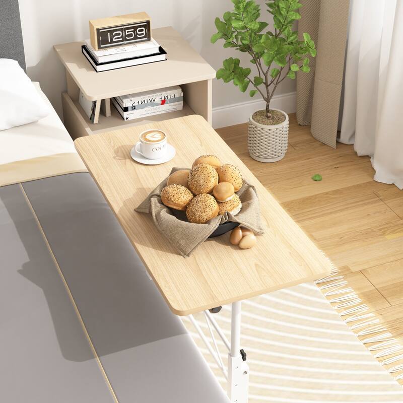Mobile Stand Up Desk with Wheels, Small Standing Desk Adjustable Height, 31.5 Inch Portable Rolling Desks