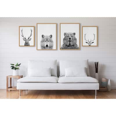 Kate and Laurel Sylvie Deer and Bear Canvas Art Set by Simon Te