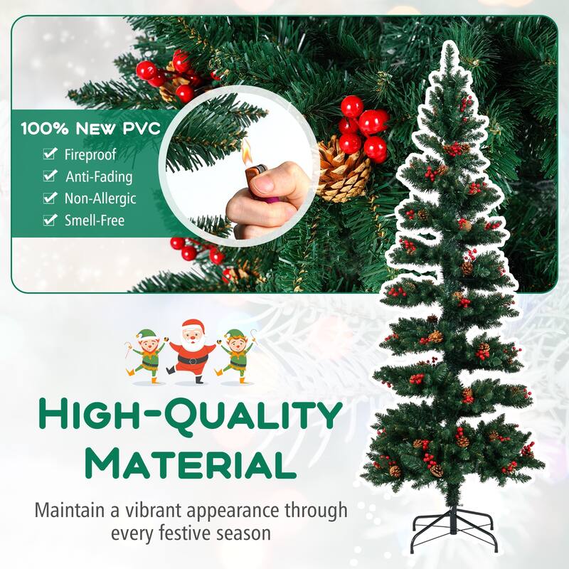Costway 6/7 FT Artificial Christmas Tree with 612/791 Branch Tips Warm - See Details - Green