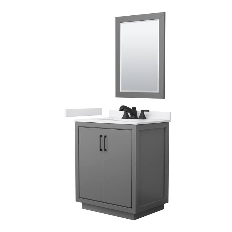 Wyndham Collection WCF1111-30S-VCA-US3M24 Icon 30" Free Standing - Dark Gray / White Cultured Marble Top / Matte