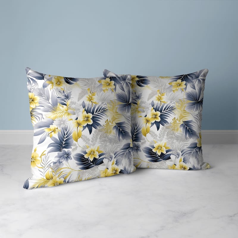 Enchanted Tropics Faux Suede Reversible Throw Pillow Silver and Yellow
