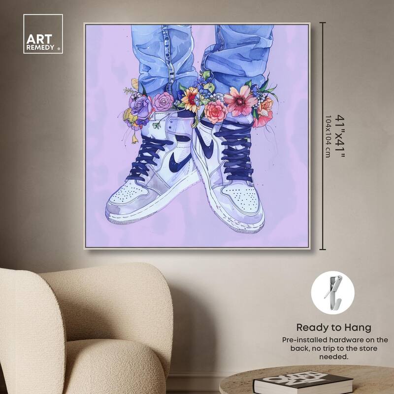 Lilac Floral Bloom Sneakers Canvas by Art Remedy