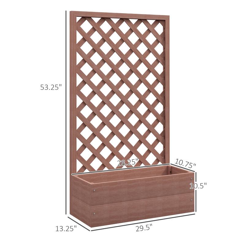 Outsunny Raised Garden Bed with Trellis Lattice, Wood Planter Box with Self Draining Gap, Freestanding Trellis Planter