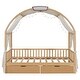 preview thumbnail 7 of 28, Wooden Twin Size Bed With Arched Roof and 2 Drawers