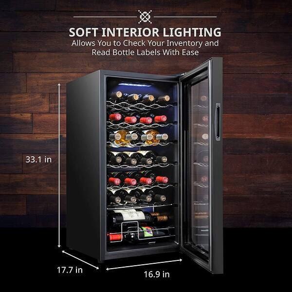 Ivation 28 Bottle Compressor Wine Cooler Refrigerator W Lock Overstock 33773822