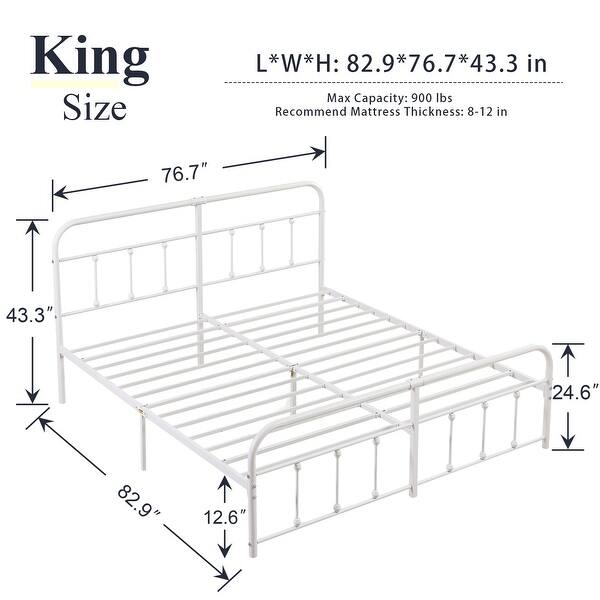 VECELO Metal Bed Frame with Headboard Classic Metal Platform Bed Frame