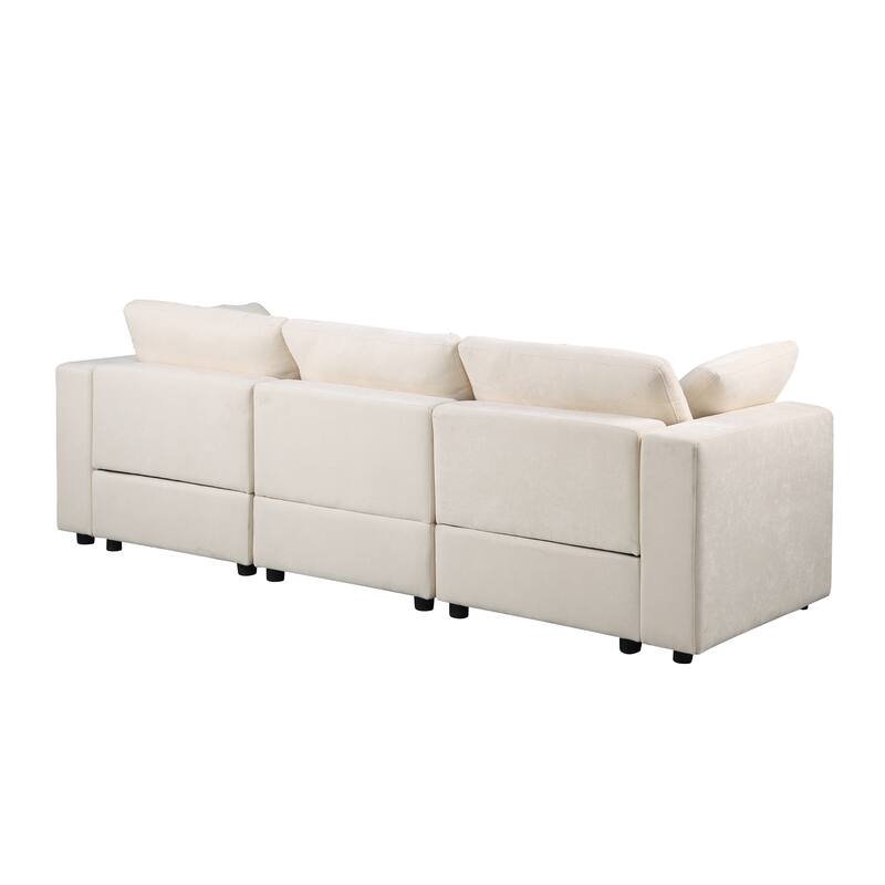 3-Piece Chenille Modular Sectional Sofa Set with Armless and Corner Chairs