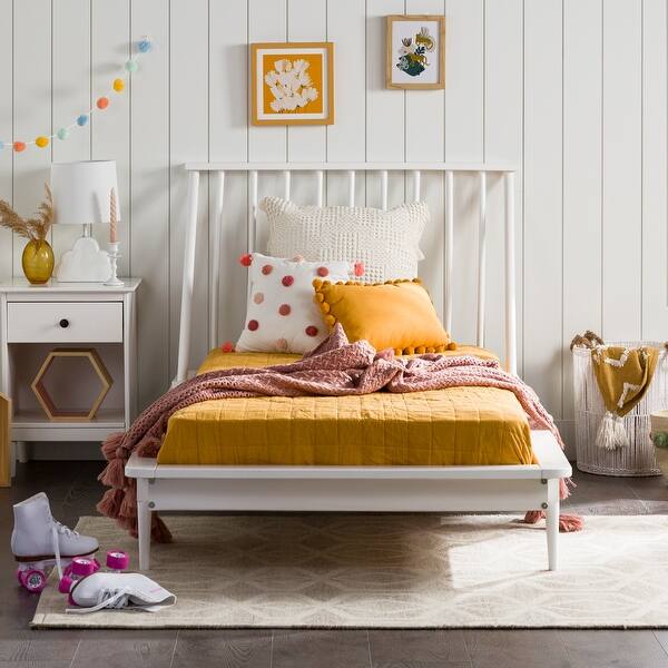 slide 22 of 88, Middlebrook Blaney Solid Wood Spindle Platform Bed White - Twin