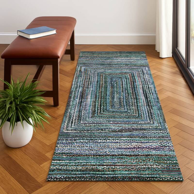 Premium Washable Super Soft Modern Dimensions Mayfield Rug - Teal - 2'3" x 7'6"