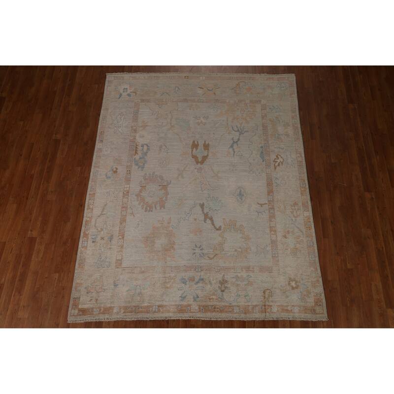Vegetable Dye Oushak Turkish Wool Area Rug Handmade Traditional Carpet - 6'6" x 8'1"