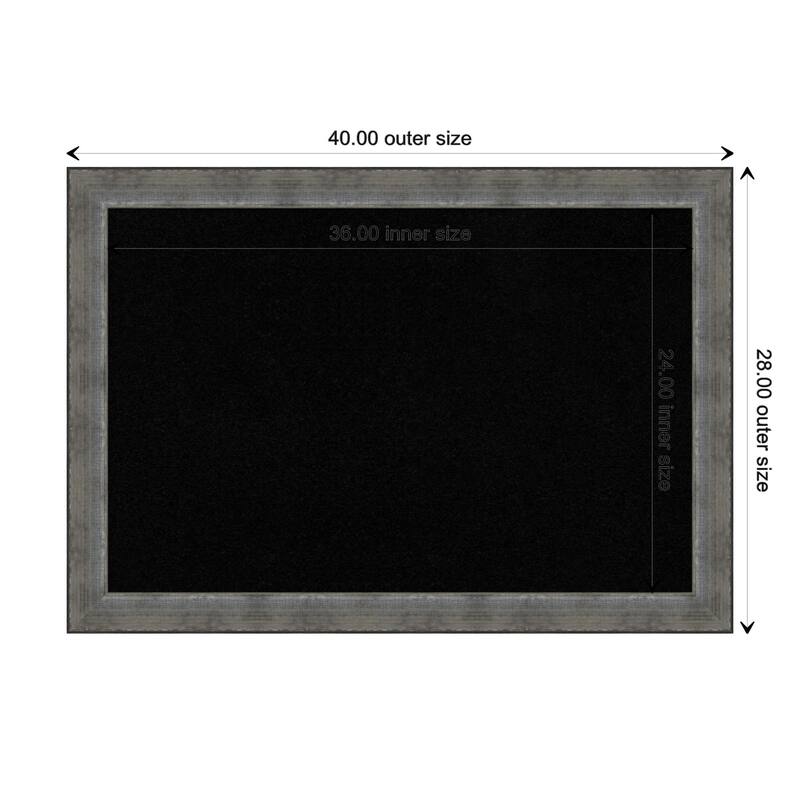 Forged Pewter Wood Framed Black Corkboard Bulletin Board - Board Size 36x24