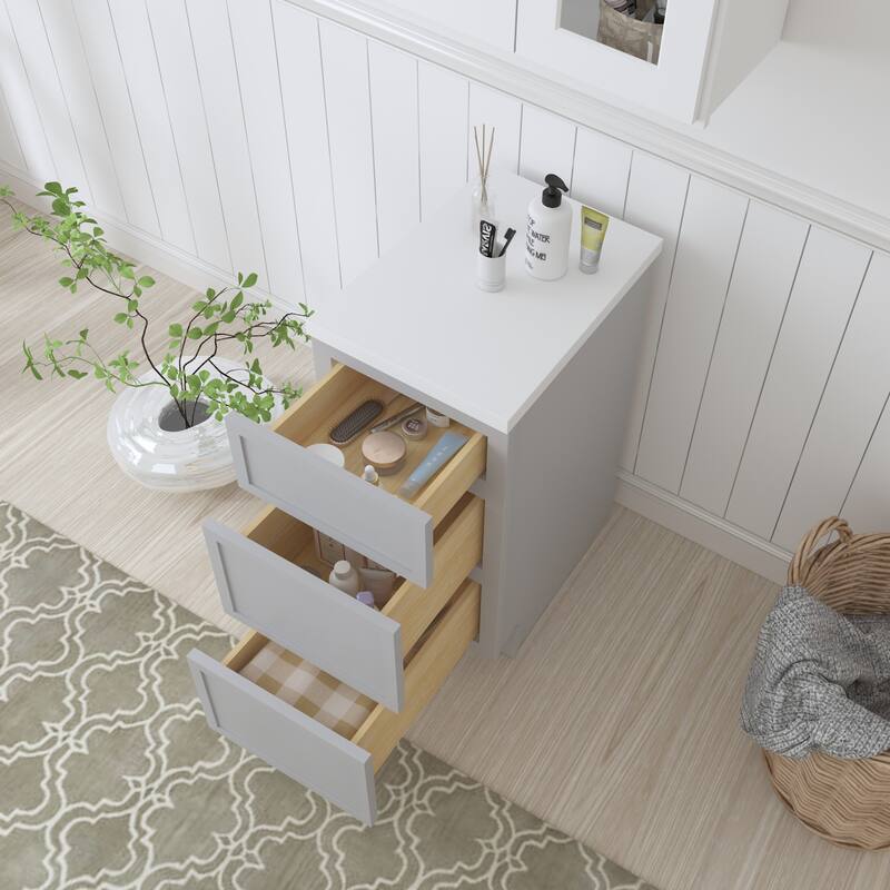Vanity Art 15" Freestanding Single Base 3 Drawers Storage Cabinet