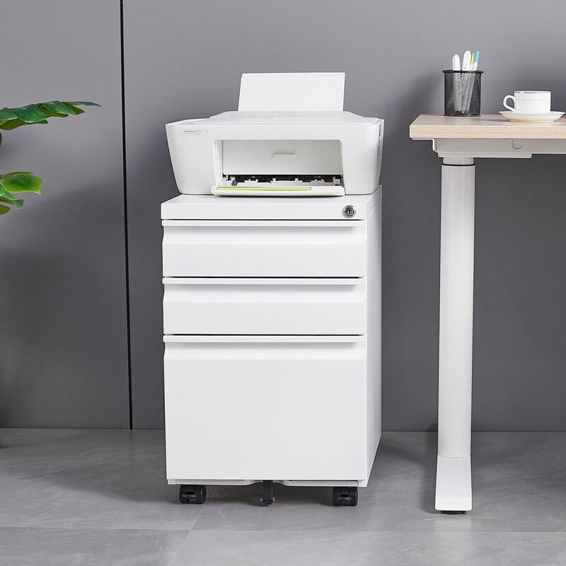 3-Drawer Mobile Filing Cabinet with Lock, legal/letter sized Metal Filing Cabinet