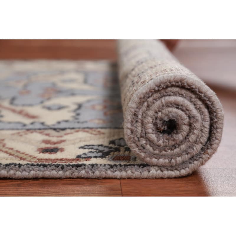 Blue Oushak Oriental Runner Rug Handmade Floral Wool Carpet - 2'7"x 8'0"