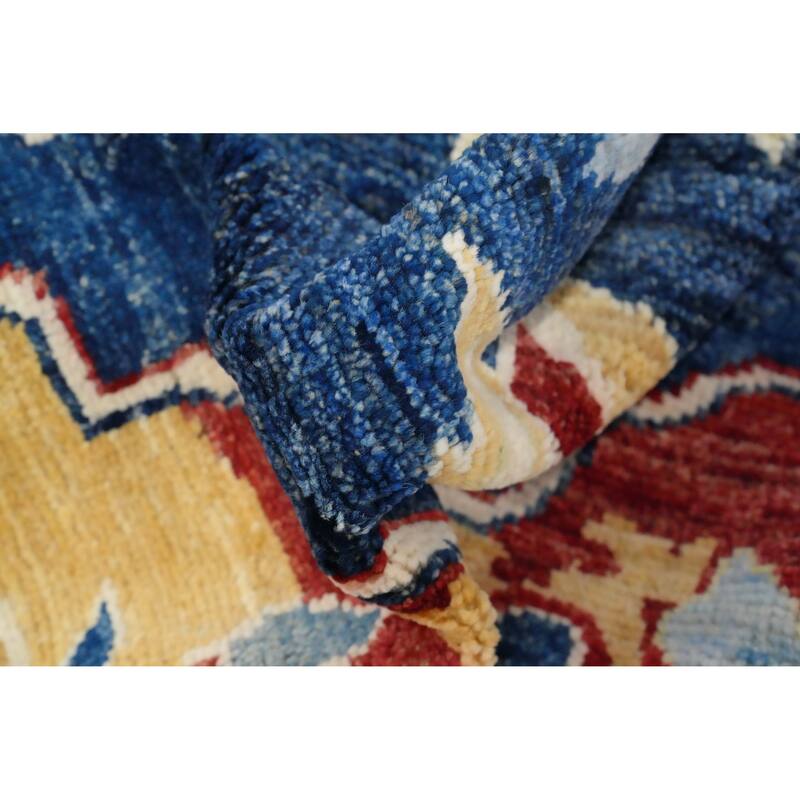 Hand Knotted Oriental 100% Wool Carpet Transitional Floral Navy Blue & Blues Oushak Area Rug - 6' 7'' X 5' 0''