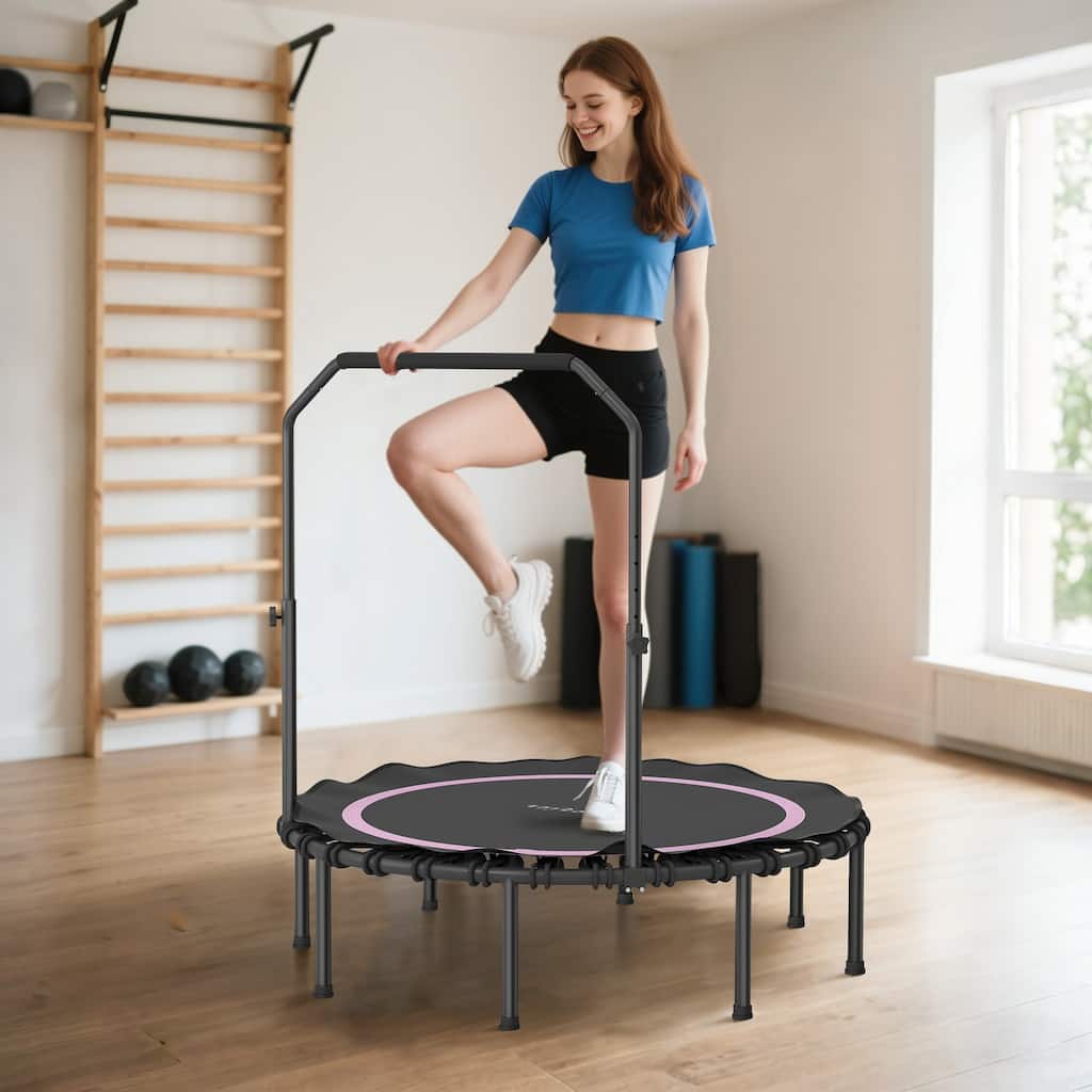 Soozier 48" Rebounder Trampoline for Adults, Foldable Mini Trampoline with Adjustable Handle Bar