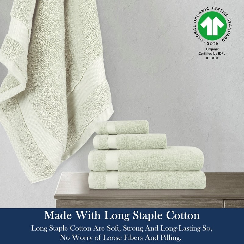 Delara Organic Cotton Luxuriously Plush Bath Towel 10 Piece Set | GOTS & OEKO-TEX Certified | 650 GSM Long Staple