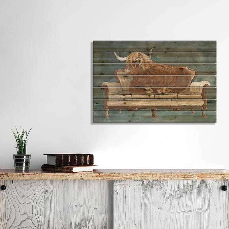 Cowches III Print On Wood by Cindy Jacobs - Multi-Color