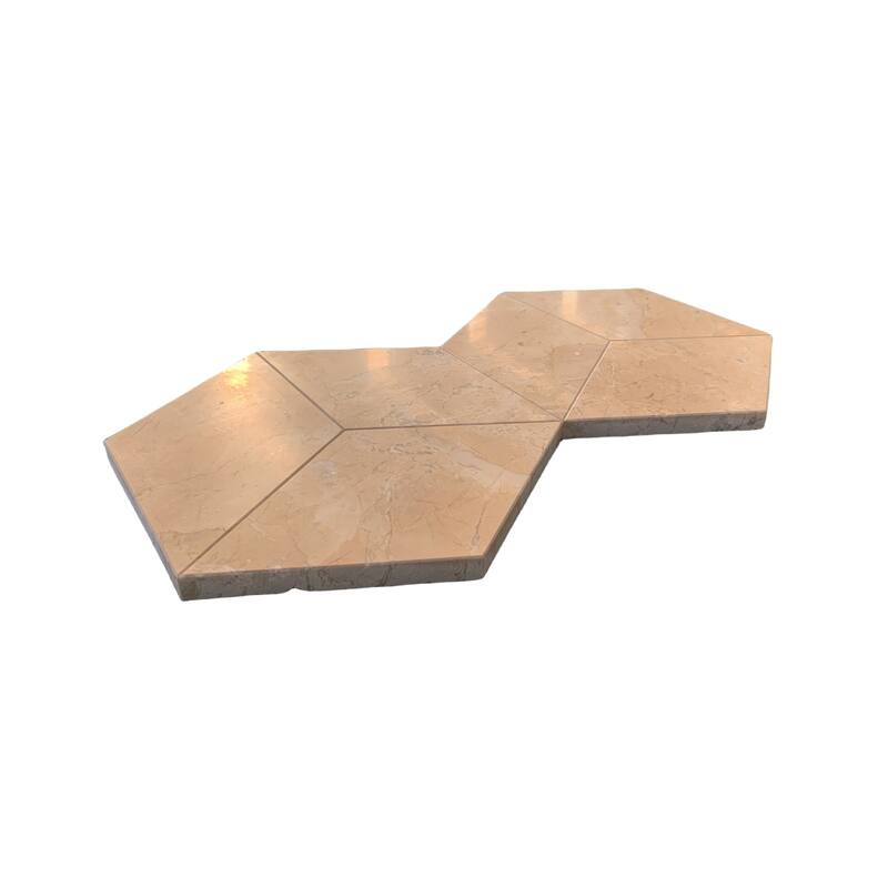 Roomfitters Hexagon Natural Marble Tile, Polished Stone for Wall and Floor, Genuine Marble, 12-Piece Box, Gold Yellow Beige