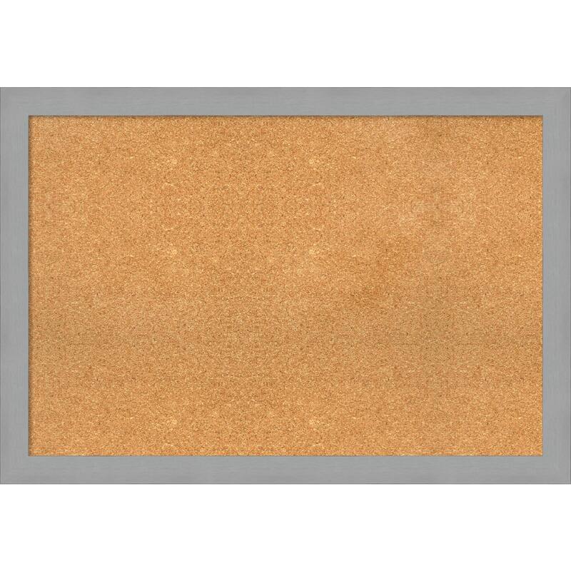 Brushed Nickel Framed Cork Bulletin Memo Board