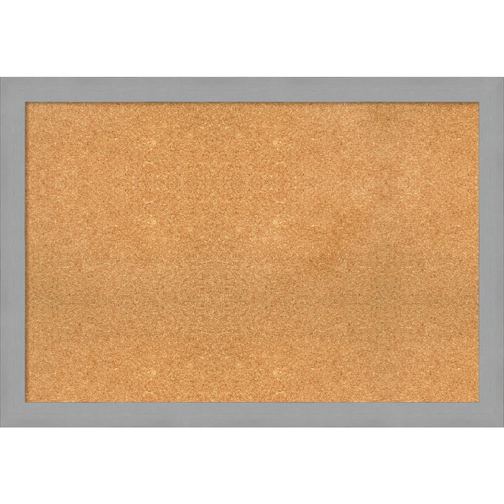 Brushed Nickel Framed Cork Bulletin Memo Board