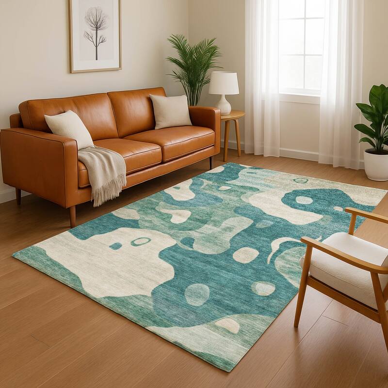 Premium Washable Super Soft Abstract Kali Mayfield Rug - Teal - 3' x 5'