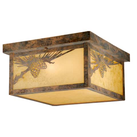 Whitebark Bronze Rustic Pinecone Outdoor Flush Mount Ceiling Light - 11.5-in. W x 6-in. H x 11.5-in. D