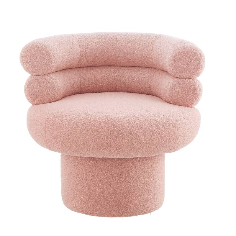 Roomfitters Round Swivel Accent Chair with Barrel Back, Teddy Fleece Vanity Chair