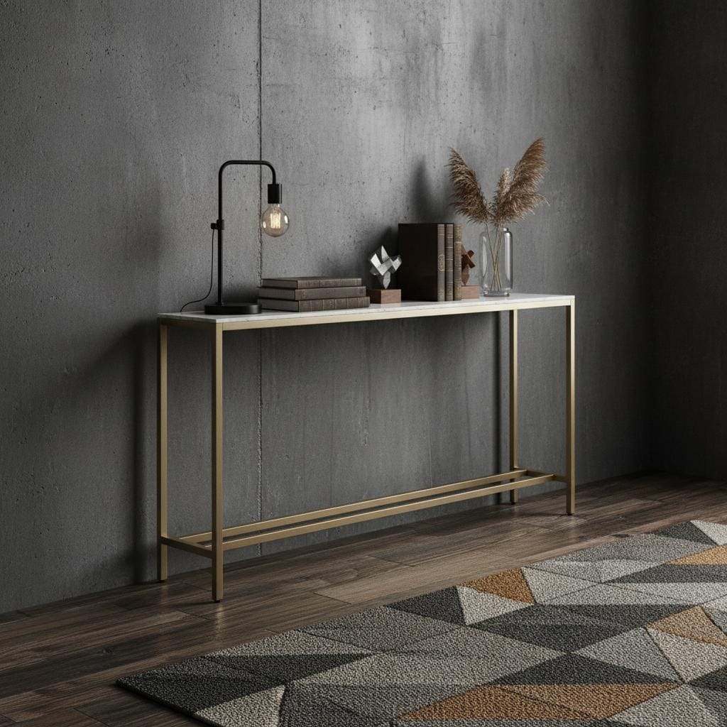 HomeRoots 56" Silver and Gold Mirrored Glass Console Table - 56.00 in. x 30.00 in. x 8.00 in.