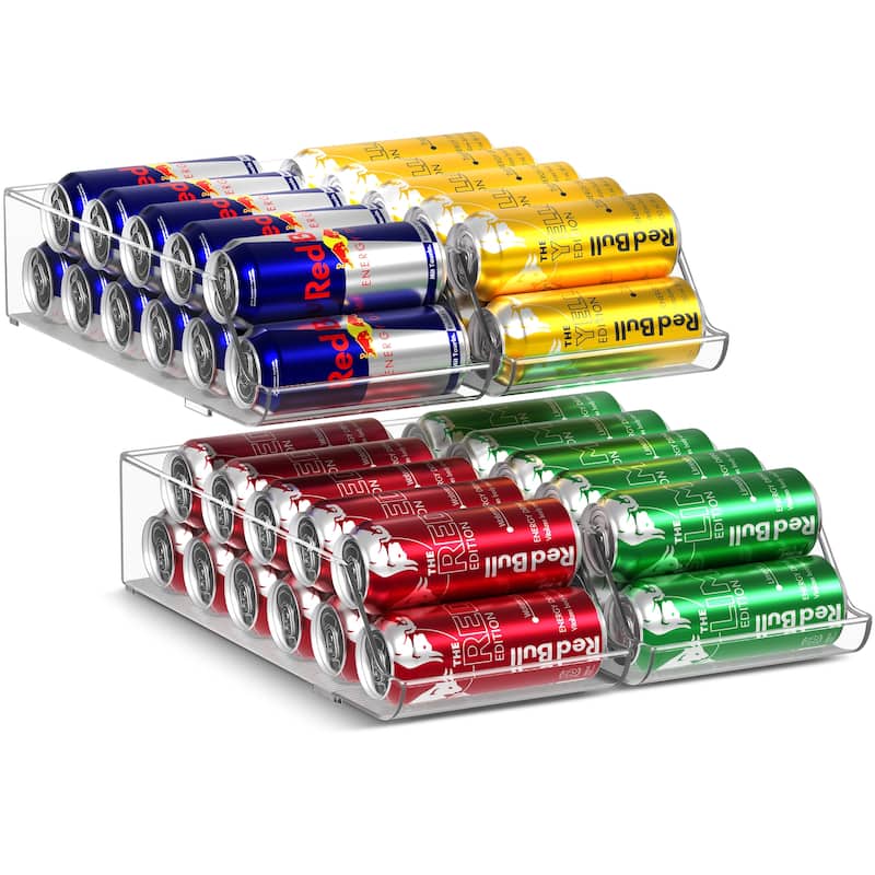 Sorbus Skinny Soda Can Organizer and Drink Dispenser 4 Pack - 13.75 L x 7 W x 4 H - 13.75 L x 7 W x 4 H - Clear