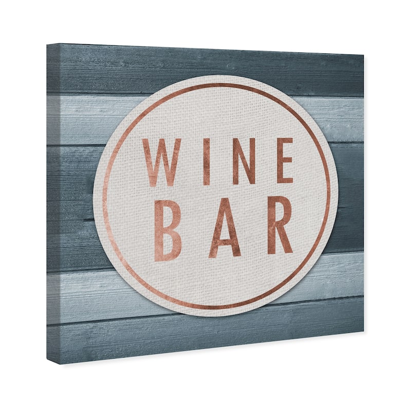 Wynwood Studio 'Vintage Wine Bar Teal' Drinks and Spirits Wall Art Canvas Print Wine - Blue, White