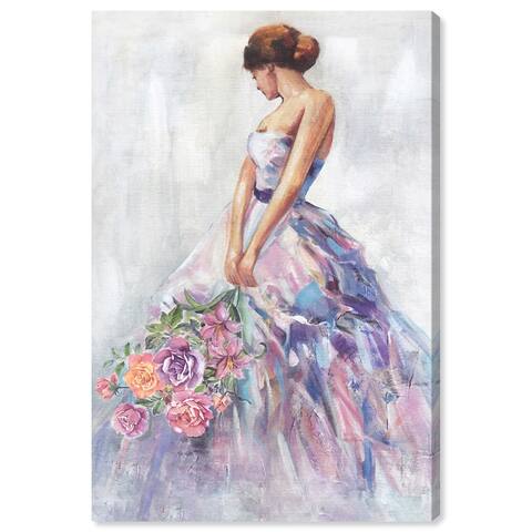 "Violet Pink and Blues", Princess Dress Female Traditional Pink Canvas Wall Art Print for Bedroom