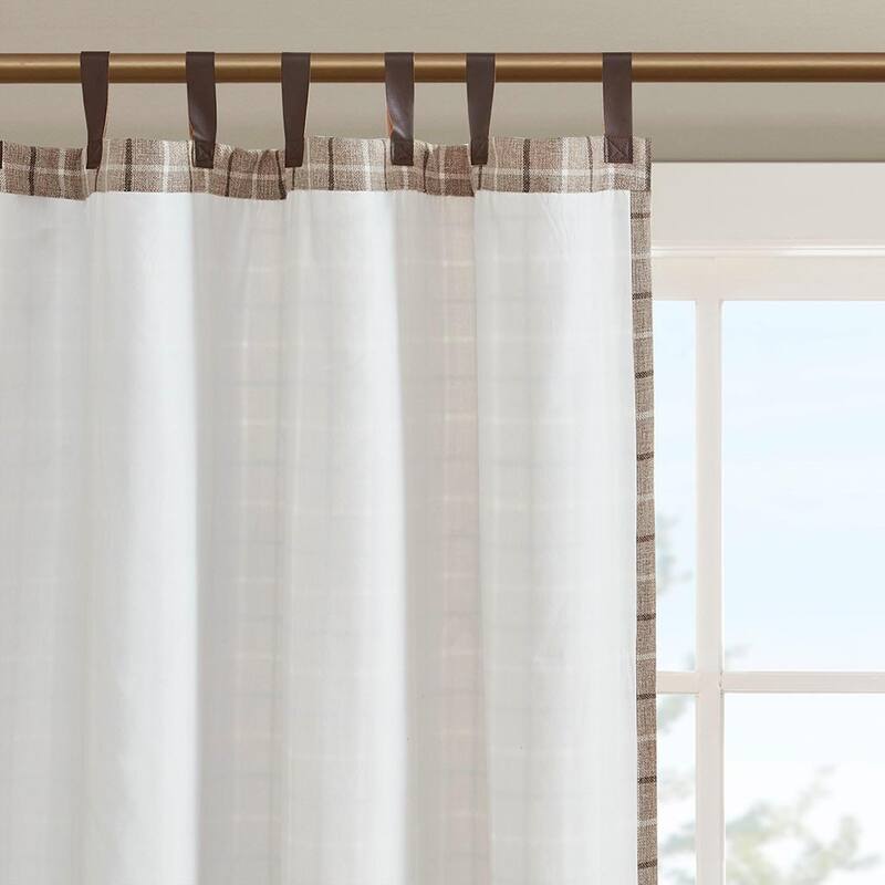 Plaid Rod Pocket and Back Tab Curtain Panel with Fleece Lining
