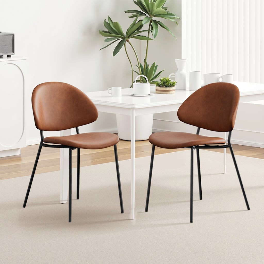 4PCS PU Metal Frame Dining Chairs