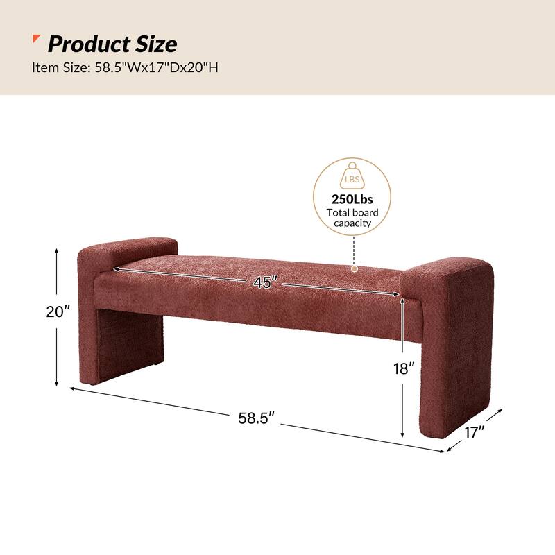 HULALA HOME Roland Modern 58.5''W Upholstered Bedroom Bench