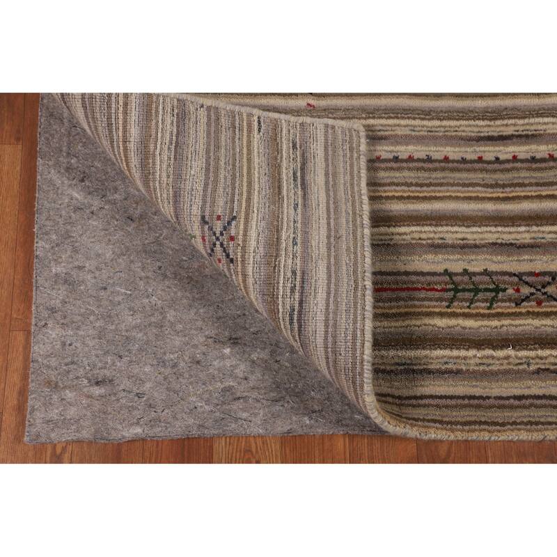 Striped Gabbeh Indian Area Rug Hand-Knotted Wool Carpet - 5'0"x 7'10"