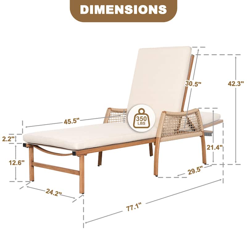 Outdoor Aluminum Chaise Lounge Chair with 6 Adjustable Backrest