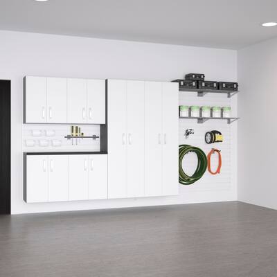 Flow Wall 7 Piece PVC Indoor Cabinet and Shelf Set