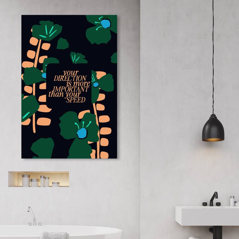 Wynwood Studio Canvas Typography and Quotes Direction is better Pink and Light Pink Modern & Contemporary Wall Art Canvas Print - 45 x 30