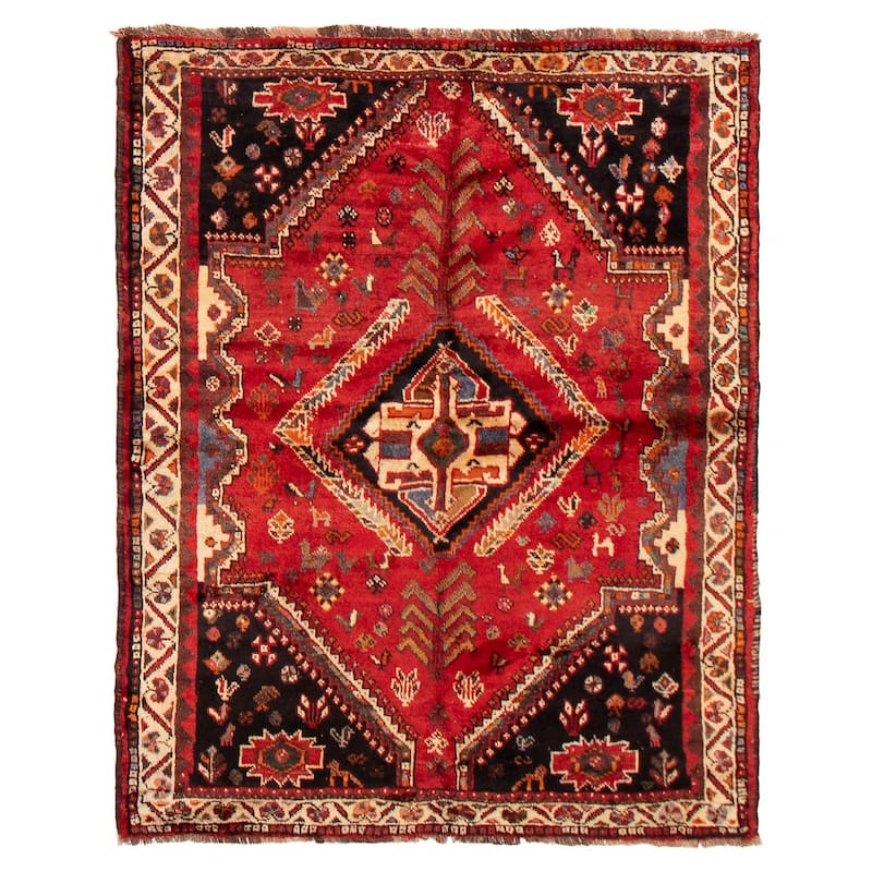 ECARPETGALLERY Hand-knotted Melis Vintage Red Wool Rug - 4'5 x 5'6 - Red - 4'5 x 5'6