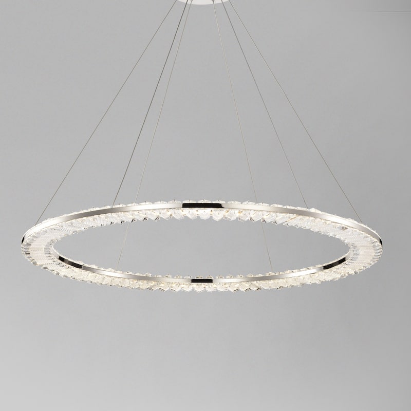 Nova LED 36 Inch Round Pendant Polished Nickel Finish K9 Crystal - Polished Nickel