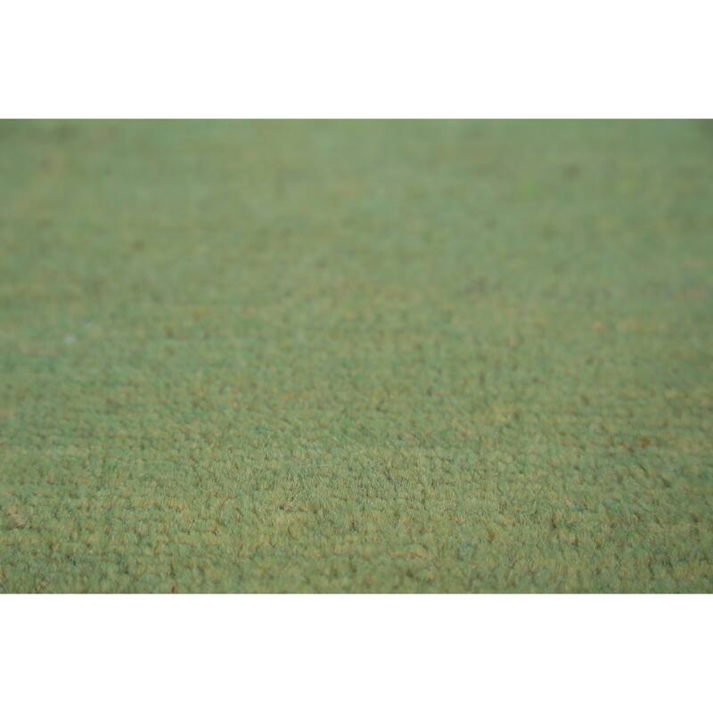 Green Modern Gabbeh Runner Rug Hand-Knotted Wool Carpet - 2'11" x 9'6"