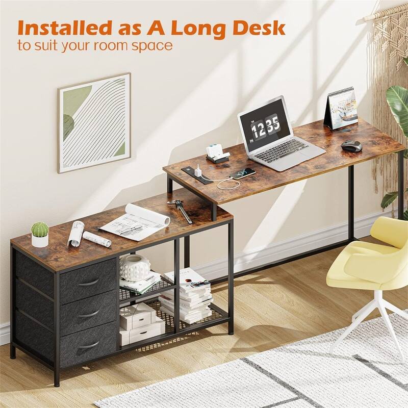 L Shaped Desk with Power Outlets