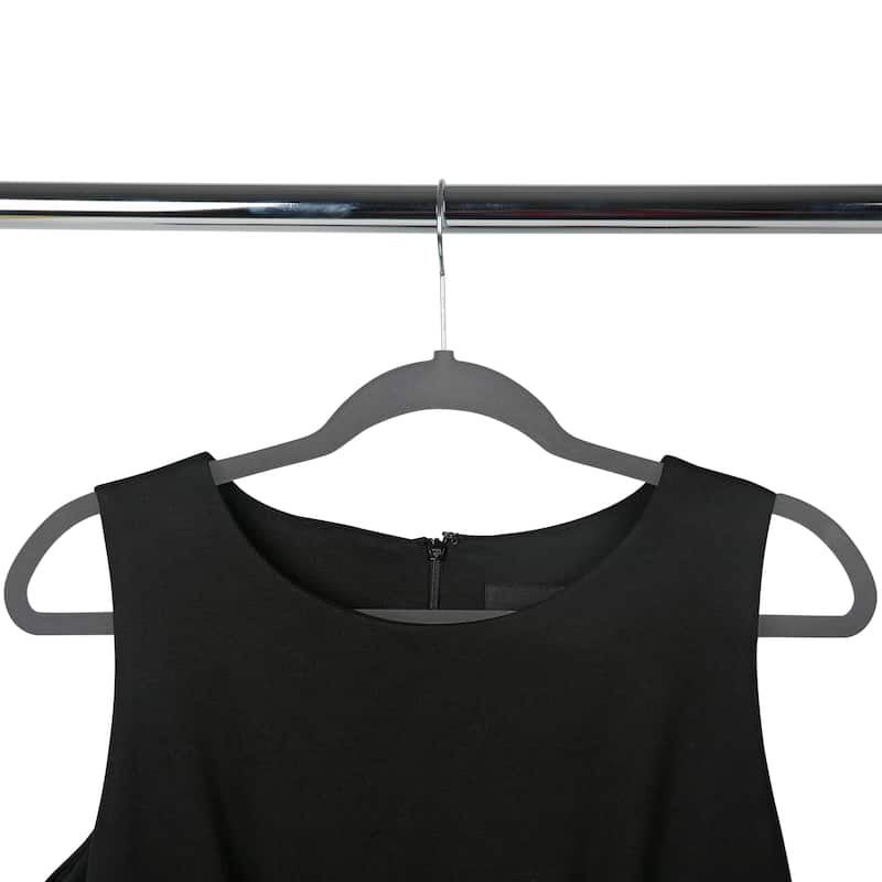 Simplify 25 Pack Slim Velvet Suit Hangers in Grey - 9"x 17.70" x 0.16"