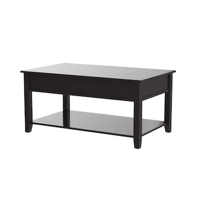 40-Inch Modern Lift Top Coffee Table with Hidden Storage Black Wood Stylish and Functional - 40''L x 24''W x 19''H