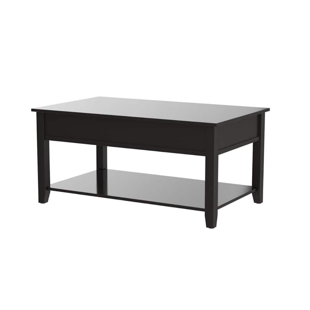 40-Inch Modern Lift Top Coffee Table with Hidden Storage Black Wood Stylish and Functional - 40''L x 24''W x 19''H