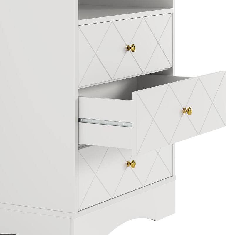 3-Drawer Dresser with 2 Floating Shelves