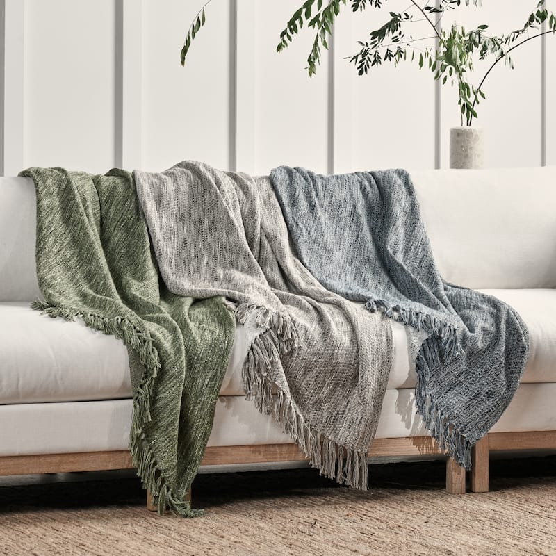 Villa by Classic Home Sharma 100% Cotton Linen 50x70 Throw Blanket