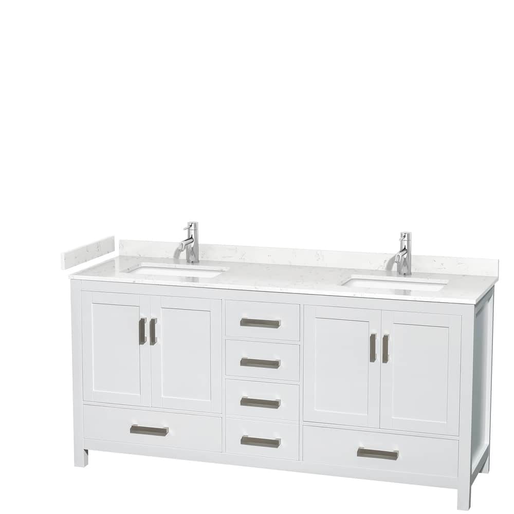 Sheffield Double Bathroom Vanity Set, Cultured Top, No Mirror