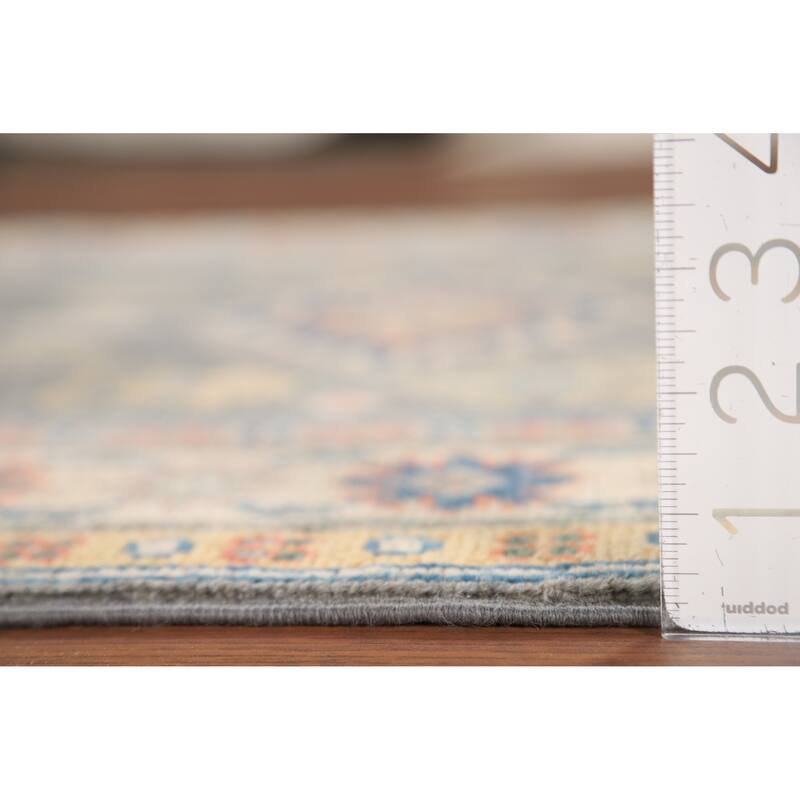 Gray Kazak Runner Rug Hand-Knotted Wool Carpet - 2'7" x 9'7"